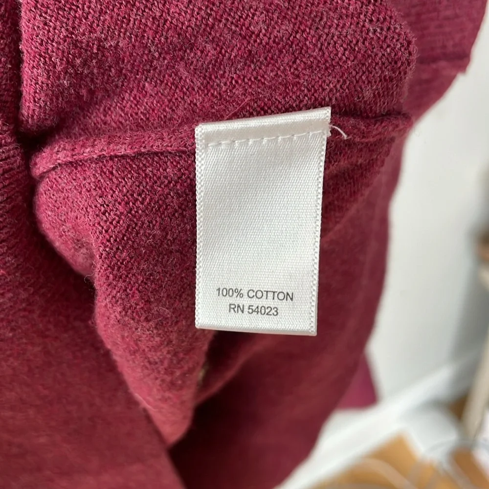 Banana Republic Burgundy Red Lightweight Cotton V Neck Sweater Size Large